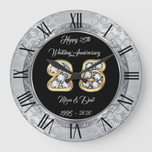 Happy Customize Silver 25th Jubileum Grote Klok