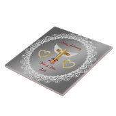 Happy Customize Silver Lace Anniversary Tegeltje (Zijkant)