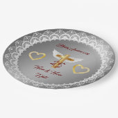 Happy Customize Silver Lace Jubileum Papieren Bordje (Gekanteld)