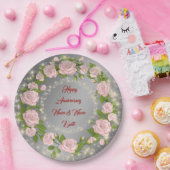 Happy Customize Silver Roos Jubileum Papieren Bordje (Feest)