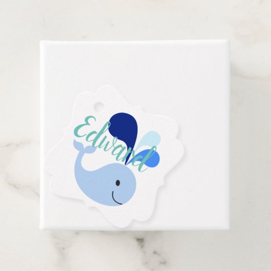 Happy Cute Blue Whale Bedankjes Labels (In situ)