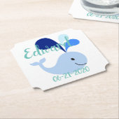 Happy Cute Blue Whale Kartonnen Onderzetters (Gekanteld)