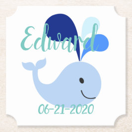 Happy Cute Blue Whale Kartonnen Onderzetters