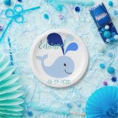 Happy Cute Blue Whale Papieren Bordje (Feest)