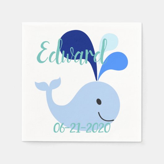 Happy Cute Blue Whale Servet (Voorkant)