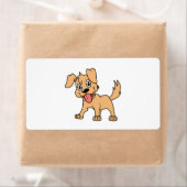 Happy Cute Brown Puppy Dog Tongue Etiket (Insitu)