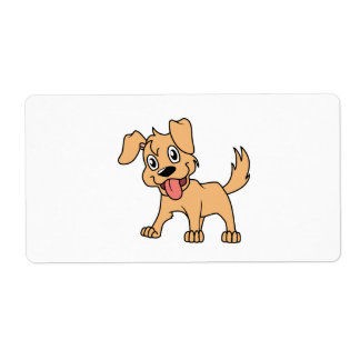 Happy Cute Brown Puppy Dog Tongue Etiket