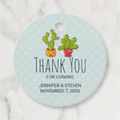 Happy Cute Cactus in Flower Pots Fun Wedding Bedankjes Labels (Voorkant)