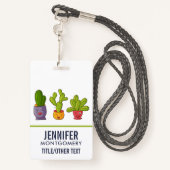 Happy Cute Cactus in Flower Pots-illustratie Badge (Achterkant met draagriem)