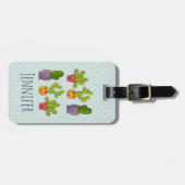 Happy Cute Cactus in Flower Pots-illustratie Bagagelabel (Voorkant horizontaal)