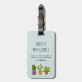 Happy Cute Cactus in Flower Pots-illustratie Bagagelabel (Achterkant verticaal)