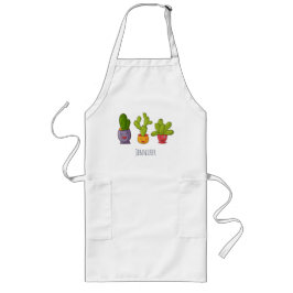 Happy Cute Cactus in Flower Pots-illustratie Lang Schort