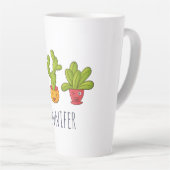 Happy Cute Cactus in Flower Pots-illustratie Latte Mok (Rechterhoek)