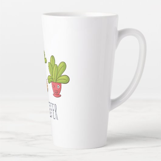 Happy Cute Cactus in Flower Pots-illustratie Latte Mok (Rechts)