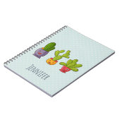 Happy Cute Cactus in Flower Pots-illustratie Notitieboek (Linkerzijde)