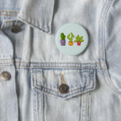 Happy Cute Cactus in Flower Pots-illustratie Ronde Button 5,7 Cm (In situ)