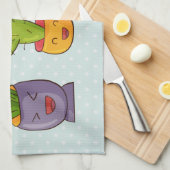 Happy Cute Cactus in Flower Pots-illustratie Theedoek (Quarter Fold)