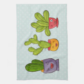 Happy Cute Cactus in Flower Pots-illustratie Theedoek (Verticaal)