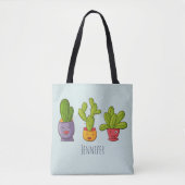 Happy Cute Cactus in Flower Pots-illustratie Tote Bag (Voorkant)