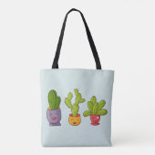 Happy Cute Cactus in Flower Pots-illustratie Tote Bag (Achterkant)