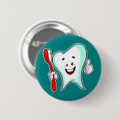 Happy Cute Cartoon Tooth met tandenborstel Ronde Button 5,7 Cm (Voorkant /achterkant)