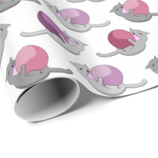 Happy Cute Cats Playing with Balls Cadeaupapier