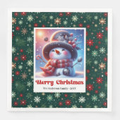 Happy Cute Christmas Snowman Napkins Personalized Servet (Voorkant)