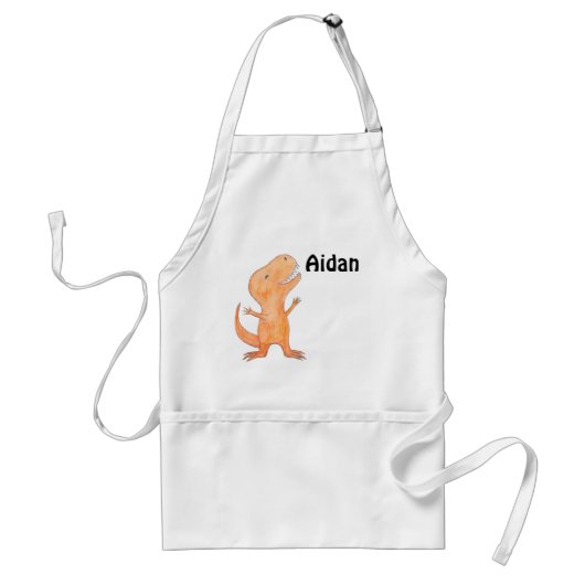 Happy Cute Dinosaur T-Rex, gepersonaliseerd met na Standaard Schort (Voorkant)