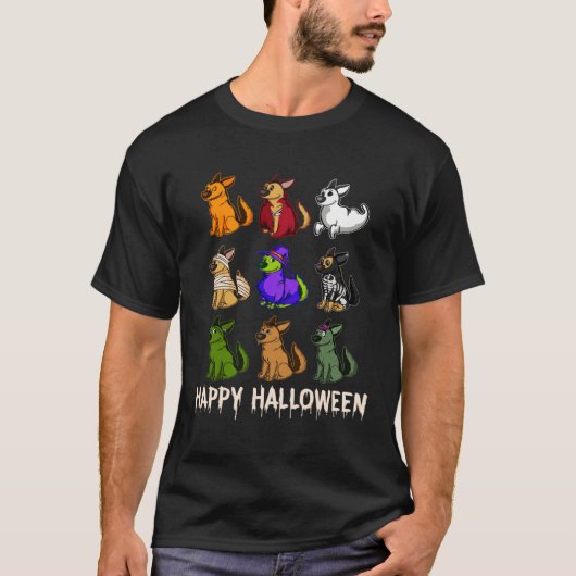 Happy Cute German Shepherd Dog Witch Mummy Hallowe T-shirt (Voorkant)
