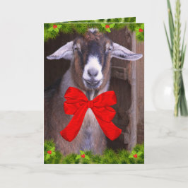 Happy Cute Goat Kerstmis Feestdagen Kaart