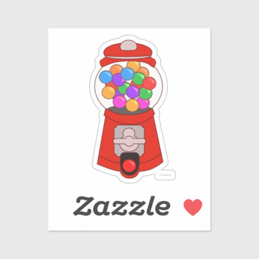 Happy Cute Gumball Machine Cartoon Art Sticker (Vel)