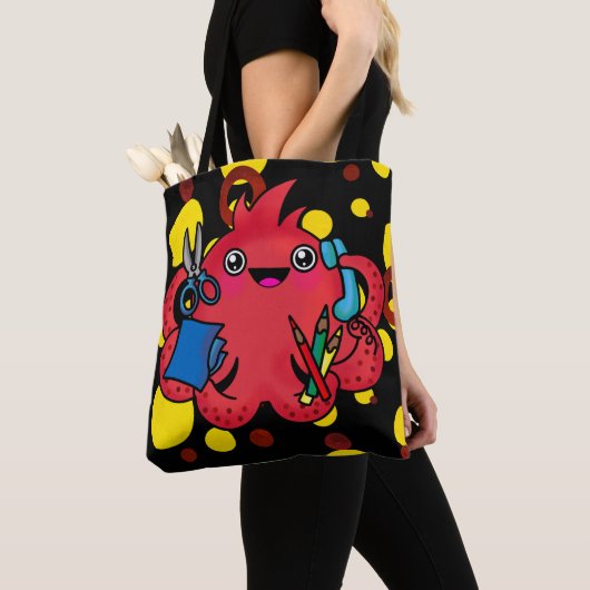 Happy Cute Octopus Squid heeft flauw gepraat in Ka Tote Bag (Dichtbij)