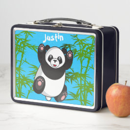 Happy Cute Panda Monogrammed Lunch Box