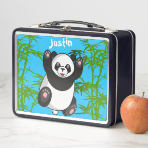 Happy Cute Panda Monogrammed Lunch Box