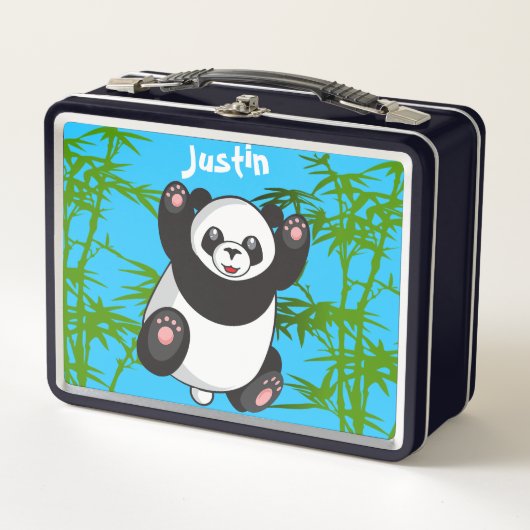 Happy Cute Panda Monogrammed Lunch Box (Voorkant)