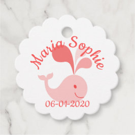 Happy Cute Pink Whale Bedankjes Labels