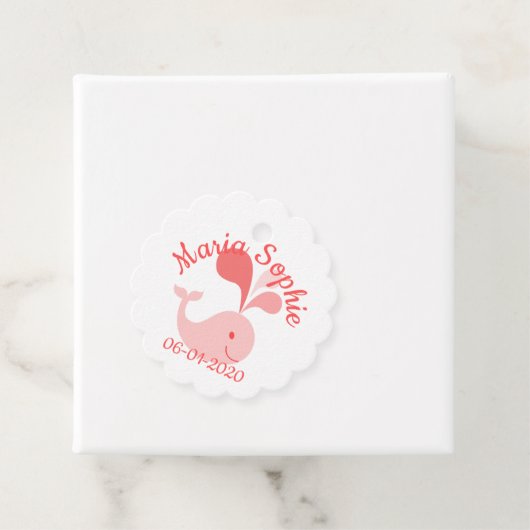 Happy Cute Pink Whale Bedankjes Labels (In situ)