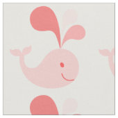 Happy Cute Pink Whale Fabric Stof (Close Up)