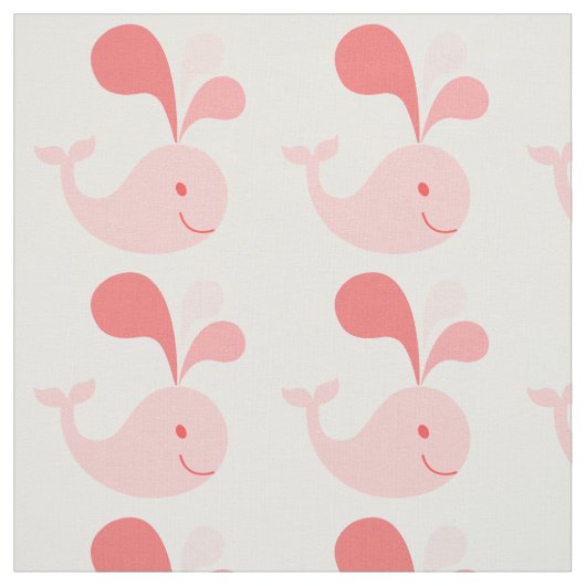 Happy Cute Pink Whale Fabric Stof (Swatch)