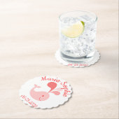 Happy Cute Pink Whale Kartonnen Onderzetters (Insitu)