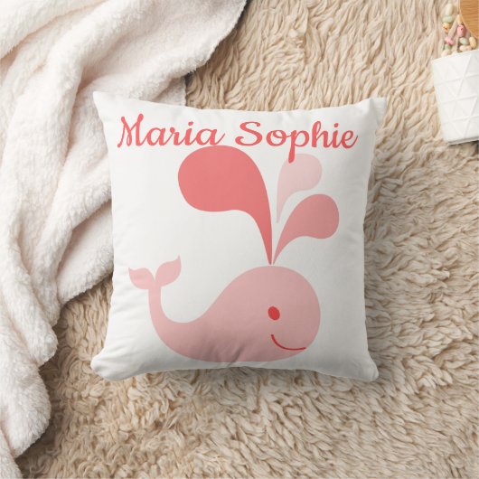 Happy Cute Pink Whale Kussen (Deken)