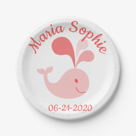 Happy Cute Pink Whale Papieren Bordje