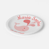 Happy Cute Pink Whale Papieren Bordje (Gekanteld)