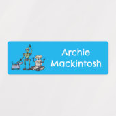 Happy Cute Robots Trio cartoon gepersonaliseerd Labels (Design 2)