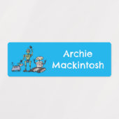 Happy Cute Robots Trio cartoon gepersonaliseerd Labels (Design 1)