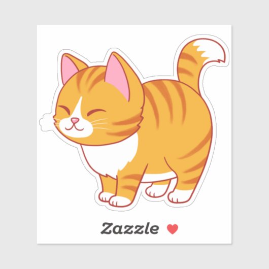 Happy Cute Sinaasappel Tabby Sticker (Vel)