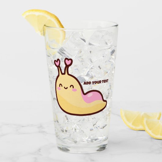 Happy Cute Slug Persoonlijke tekst Glas (Voorkant ijs)