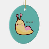 Happy Cute Slug Persoonlijke tekst Keramisch Ornament (Rechts)