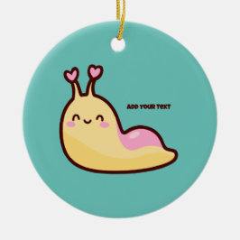 Happy Cute Slug Persoonlijke tekst Keramisch Ornament