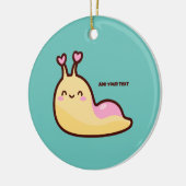 Happy Cute Slug Persoonlijke tekst Keramisch Ornament (Links)